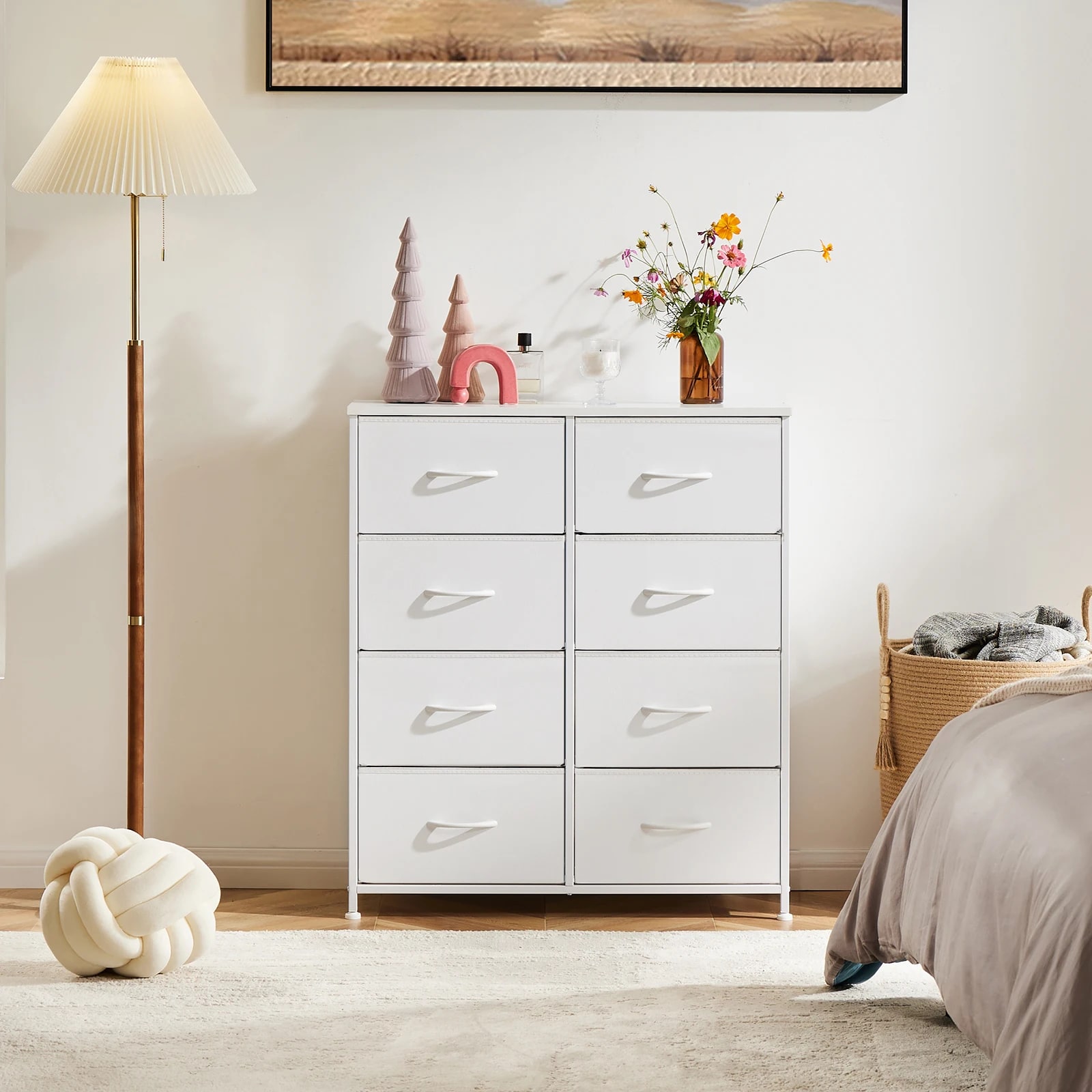 Fabric Drawer Dresser With Wooden Top 8 Drawer Storage Chest Modern