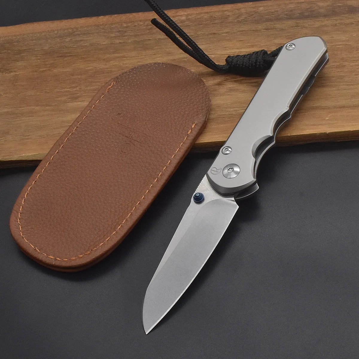 Folding Blade Knife S35VN Steel Stonewash Titanium Handle EDC Camping