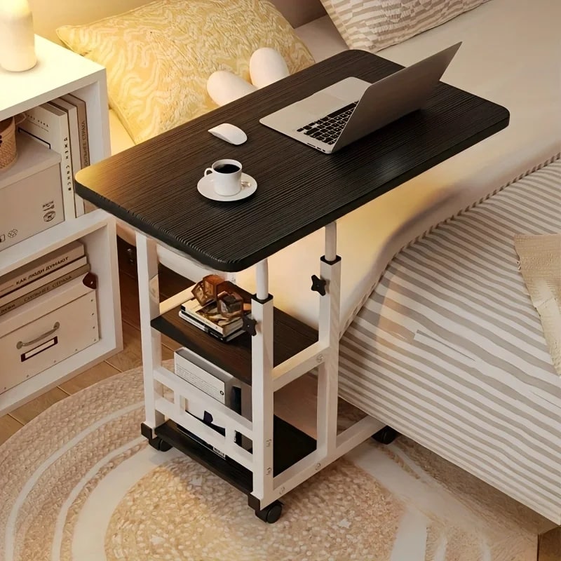 Adjustable Mobile Bedside Table with Multi Layer Storage and Casters