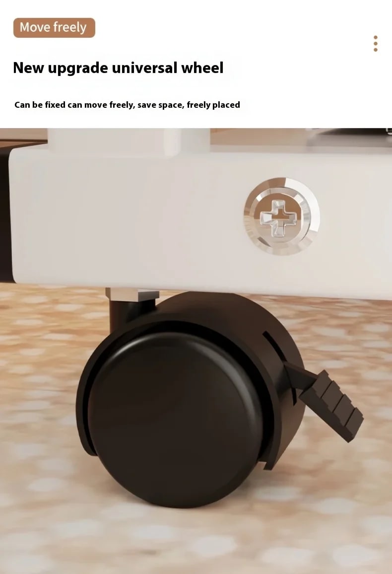 Adjustable Mobile Bedside Table with Multi Layer Storage and Casters